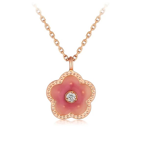 Small Peach Blossom Necklace for Women Sweet Delicate Gold Color Clavicle Chain - Picture 5 of 8